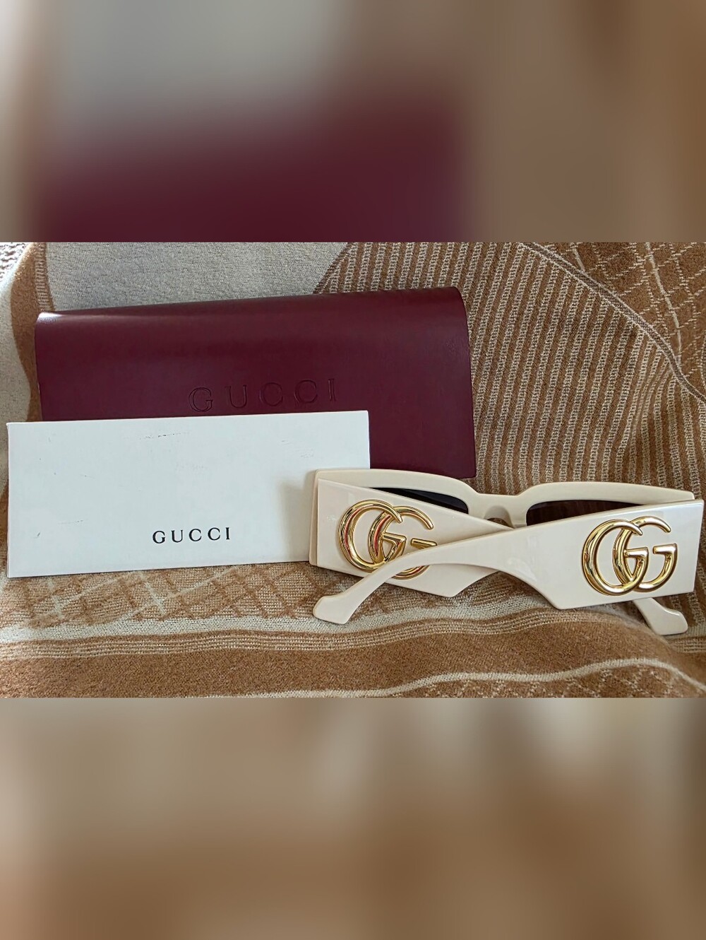Gucci Geometric Acetate Rectangle Sunglasses - Picture 2 of 4